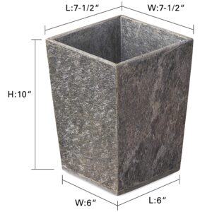 Creative Home Natural Slate Stone Waste Basket Trash Can Recycle Bin Garbage Container for Bathroom Organize, 7.5" x 7.5" x 10" H, Grey