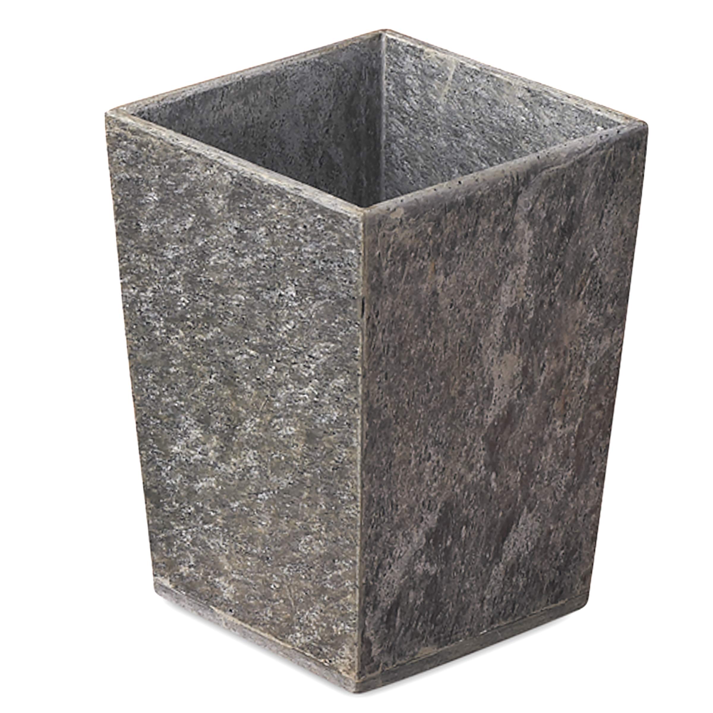 Creative Home Natural Slate Stone Waste Basket Trash Can Recycle Bin Garbage Container for Bathroom Organize, 7.5" x 7.5" x 10" H, Grey