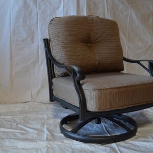 Elizabeth Outdoor Patio 4 Swivel Rocker Club Chairs Cast Aluminum Dark Bronze, Walnut Cushions