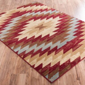 Well Woven Miami Alamo Southwestern Red Southwest Area Rug 5' X 7'