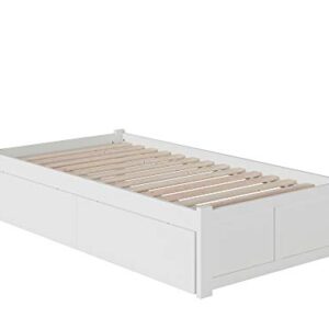 AFI Concord Twin XL Size Platform Bed with Footboard & Storage Drawers in White