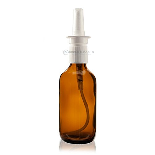 2 OZ Amber Boston Round Glass Bottle - W/Nasal Sprayer - Pack of 6