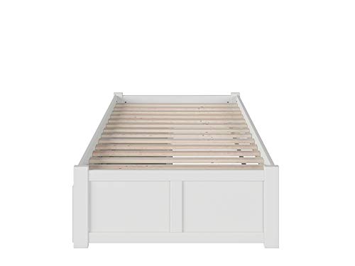 AFI Concord Twin XL Size Platform Bed with Footboard & Storage Drawers in White