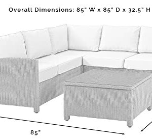 Crosley Furniture Bradenton 4-Piece Outdoor Sectional Sofa Wicker Conversation Patio Furniture Set for Deck, Brown with Sand Cushions