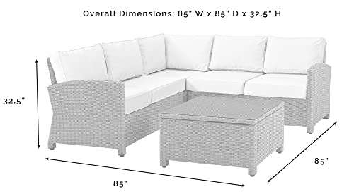 Crosley Furniture Bradenton 4-Piece Outdoor Sectional Sofa Wicker Conversation Patio Furniture Set for Deck, Brown with Sand Cushions