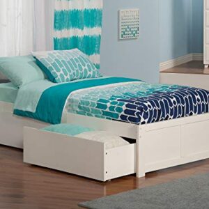 AFI Concord Twin XL Size Platform Bed with Footboard & Storage Drawers in White