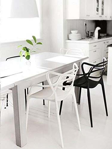 2xhome Set of 2 Stackable Contemporary Modern Designer Plastic Dining Chairs, Open Back Chairs for Indoor or Outdoor Use, White