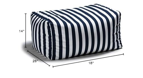 Jaxx Leon Outdoor Bean Bag Ottoman, Navy Stripes