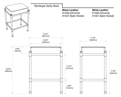 Gatco 1357 Rectangle Vanity Stool, 19.5" H, Satin Nickel