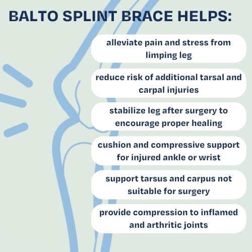 Balto Splint Carpal/Tarsal Brace- Hyperextension Dog Brace – Brace with Aluminum Splint – Supports Fractures and Sprains – Front Leg Support (Large)