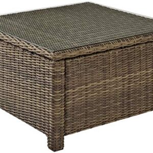 Crosley Furniture Bradenton All Weather Rattan Wicker Outdoor Sectional Coffee Table for Patio, Deck, Porch, Brown