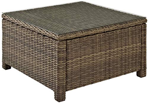 Crosley Furniture Bradenton All Weather Rattan Wicker Outdoor Sectional Coffee Table for Patio, Deck, Porch, Brown