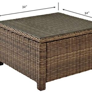 Crosley Furniture Bradenton All Weather Rattan Wicker Outdoor Sectional Coffee Table for Patio, Deck, Porch, Brown