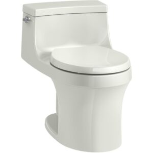 kohler k-4007-ny san souci round-front 1.28 gpf toilet with aquapiston flushing technology and left-hand trip lever, dune, 1-piece