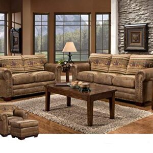 American Furniture Classics Model 8505-40 Wild Horses Sleeper Sofa Sofabed, Queen, Brown