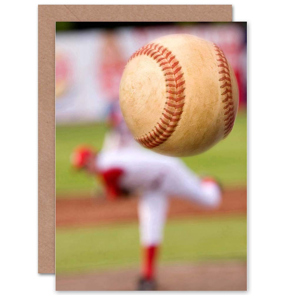 Wee Blue Coo BASEBALL PITCHER BOWLER SPORT BALL BIRTHDAY GIFT BLANK GREETINGS CARD