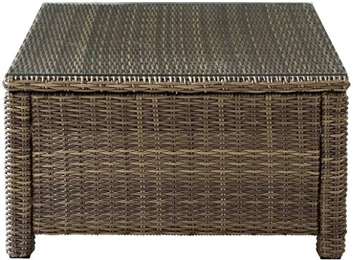 Crosley Furniture Bradenton All Weather Rattan Wicker Outdoor Sectional Coffee Table for Patio, Deck, Porch, Brown