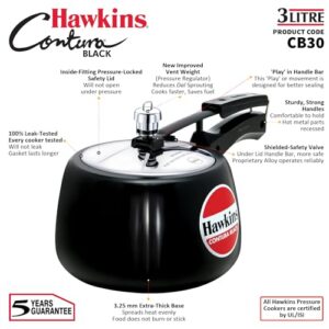 Hawkins CB30 Hard Anodised Pressure Cooker, 3-Liter, Contura Black