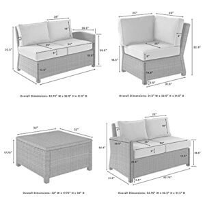 Crosley Furniture Bradenton 4-Piece Outdoor Sectional Sofa Wicker Conversation Patio Furniture Set for Deck, Brown with Sand Cushions