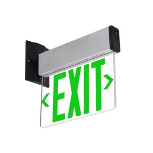 LFI Lights | Edge-Lit Green Exit Sign | Modern Design Brushed Aluminum Housing | All LED | Single-Sided Clear Acrylic Panel | Hardwired with Battery Backup | UL Listed | ELSM-G