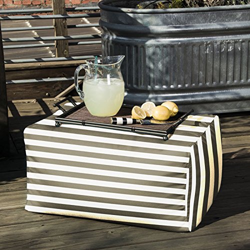 Jaxx Leon Outdoor Bean Bag Ottoman, Navy Stripes