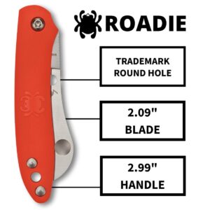 Spyderco Roadie Non-Locking Lightweight Knife with 2.09" N690Co Stainless Steel Blade and Durable Orange FRN Handle - PlainEdge - C189POR