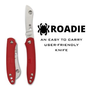 Spyderco Roadie Non-Locking Lightweight Knife with 2.09" N690Co Stainless Steel Blade and Durable Red FRN Handle - PlainEdge - C189PRD