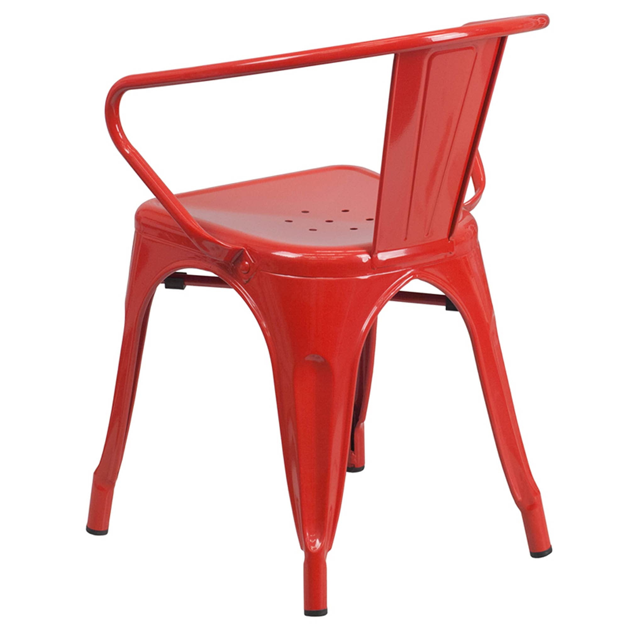 Flash Furniture Luna Commercial Grade Red Metal Indoor-Outdoor Chair with Arms