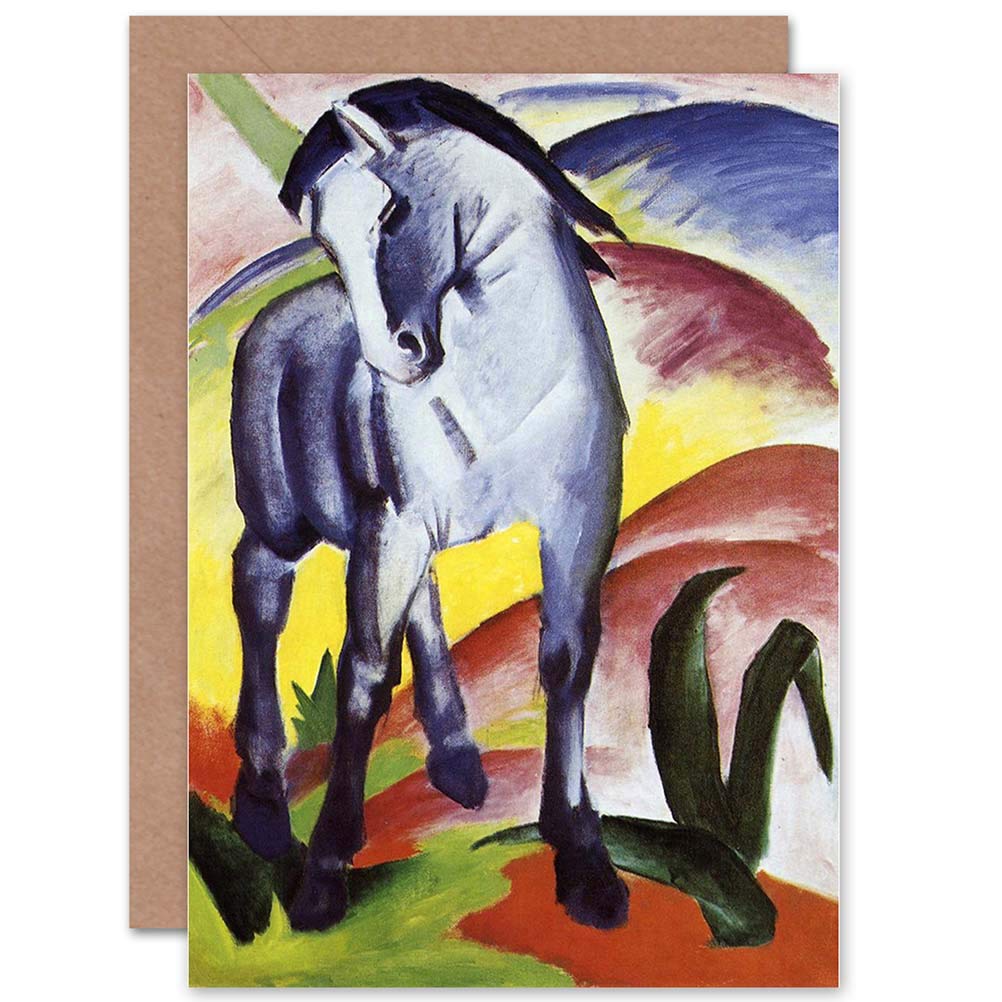 Wee Blue Coo FRANZ MARC BLUE HORSE I 1911 OLD MASTER BIRTHDAY BLANK GREETINGS CARD