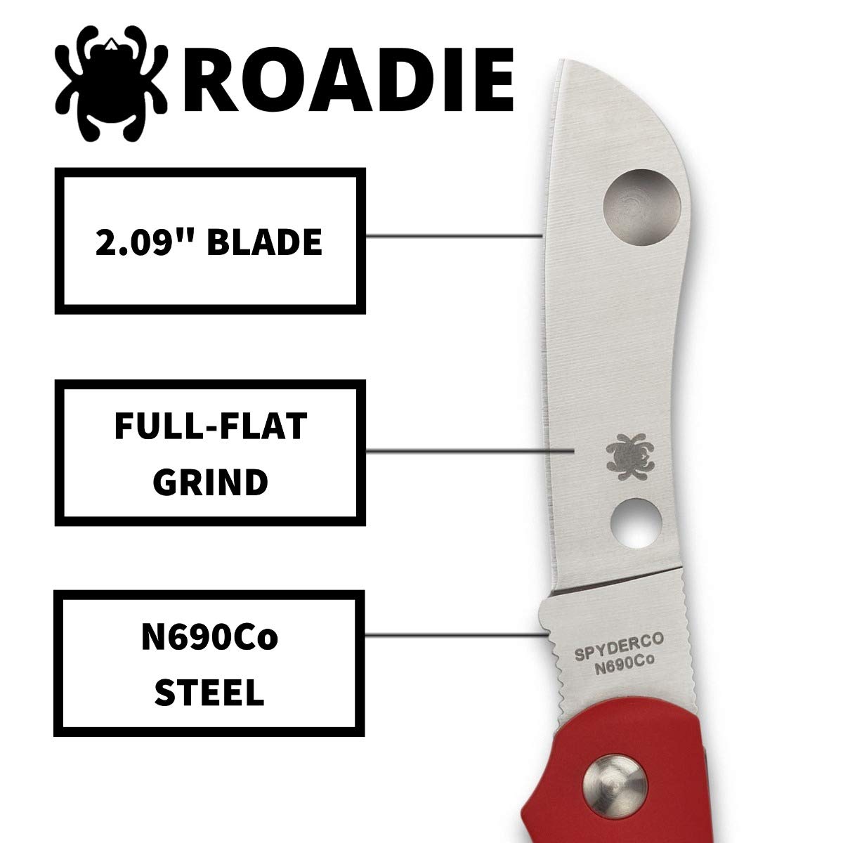 Spyderco Roadie Non-Locking Lightweight Knife with 2.09" N690Co Stainless Steel Blade and Durable Red FRN Handle - PlainEdge - C189PRD