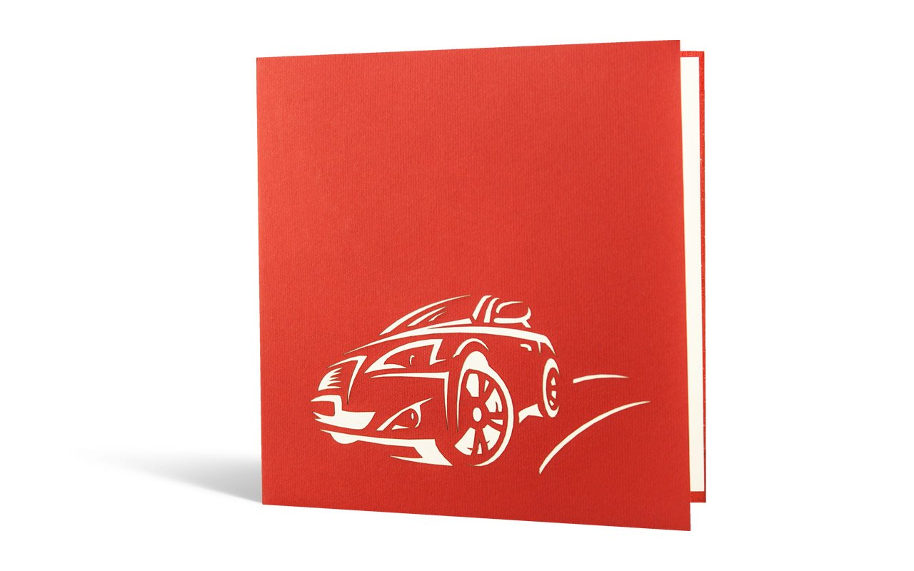 Diese-Klappkarten Unusual 18th and 21st birthday greeting card, congratulations on passing your driving test, gift voucher card for 18th and 21st birthday, pop up car card, T07