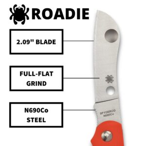 Spyderco Roadie Non-Locking Lightweight Knife with 2.09" N690Co Stainless Steel Blade and Durable Orange FRN Handle - PlainEdge - C189POR