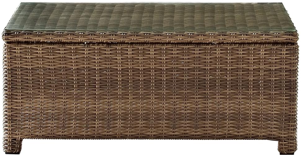 Crosley Furniture Bradenton 4-Piece Outdoor Loveseat Patio Furniture Set, Wicker Conversation Sets for Porch, Brown with Sand Cushions