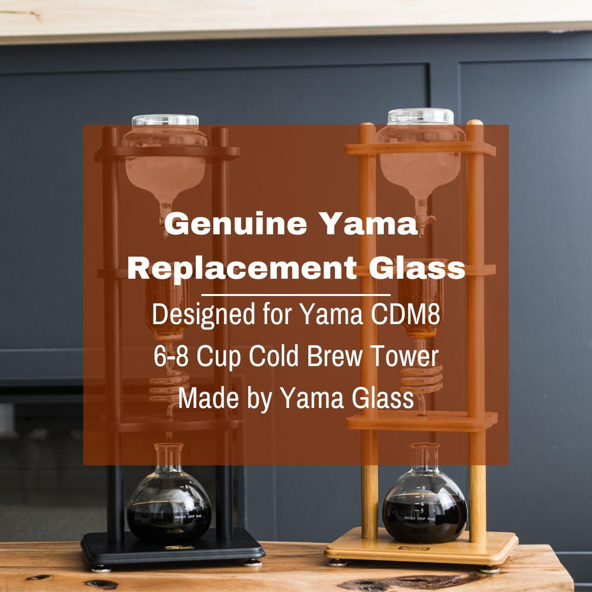 Yama CDM8 Replacement Middle Beaker - Borosilicate Glass For 6-8 Cup Cold Brew Towers, Heat-Resistant, Dishwasher Safe