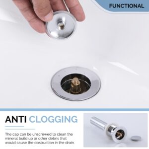 Bathroom Sink Drain Chrome, Angle Simple Brass Sink Stopper with Overflow, Pop Up Darin Assembly