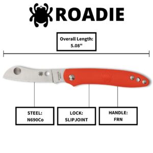 Spyderco Roadie Non-Locking Lightweight Knife with 2.09" N690Co Stainless Steel Blade and Durable Orange FRN Handle - PlainEdge - C189POR