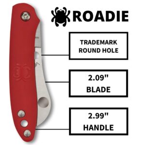 Spyderco Roadie Non-Locking Lightweight Knife with 2.09" N690Co Stainless Steel Blade and Durable Red FRN Handle - PlainEdge - C189PRD