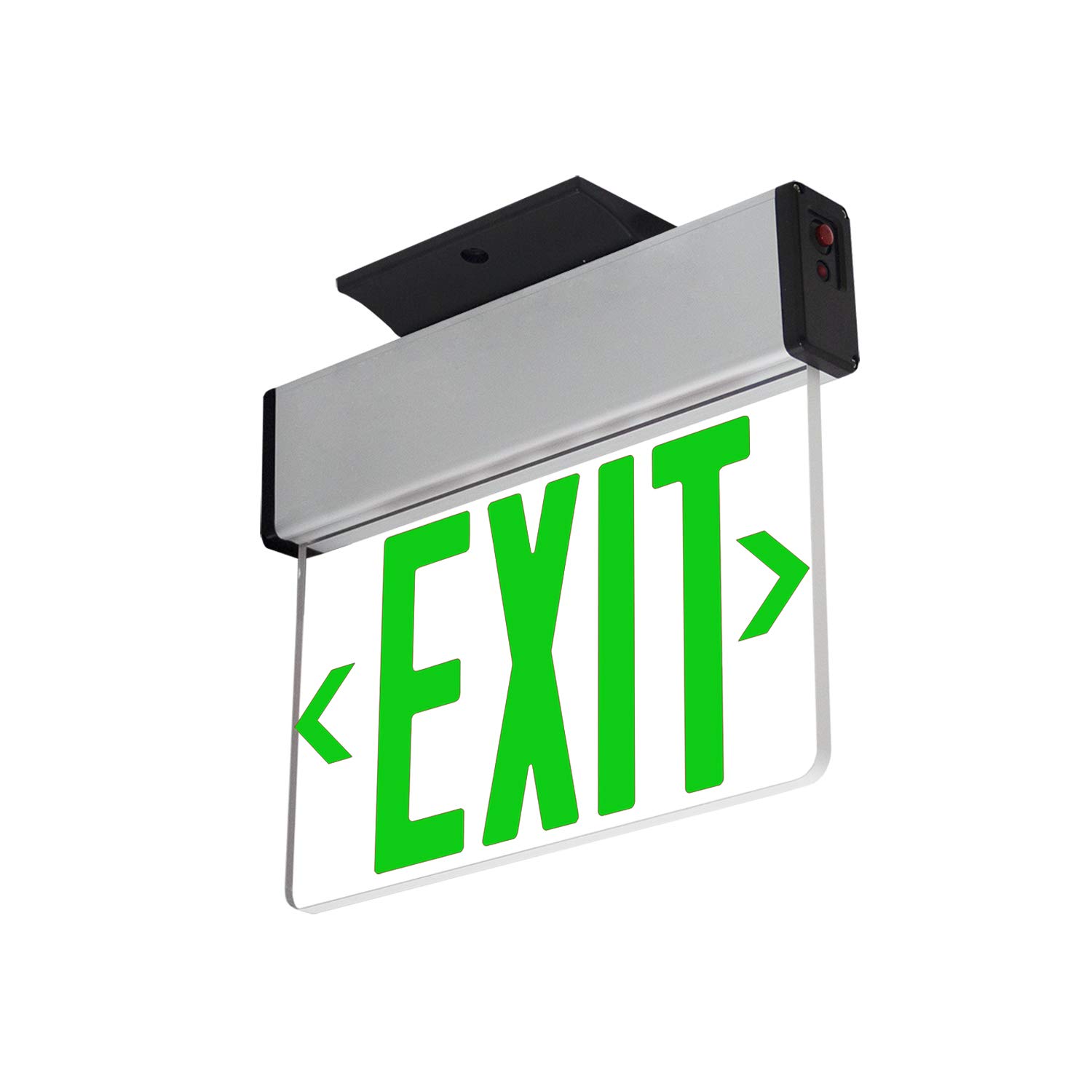 LFI Lights | Edge-Lit Green Exit Sign | Modern Design Brushed Aluminum Housing | All LED | Single-Sided Clear Acrylic Panel | Hardwired with Battery Backup | UL Listed | ELSM-G