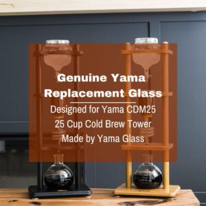 Yama CDM25 Replacement Top Beaker Lid - Borosilicate Glass For 25 Cup Cold Brew Towers, Heat-Resistant, Dishwasher Safe