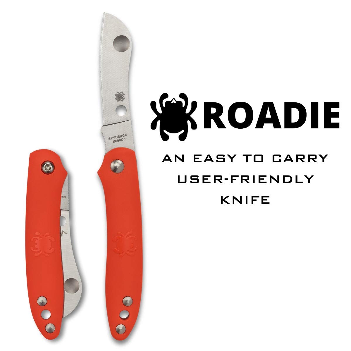 Spyderco Roadie Non-Locking Lightweight Knife with 2.09" N690Co Stainless Steel Blade and Durable Orange FRN Handle - PlainEdge - C189POR