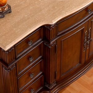 Silkroad Exclusive HYP-0277-T-UWC-60 Gorgeous Travertine Ceramic Top Single Sink Bathroom Vanity with Cabinet, 60", Brown