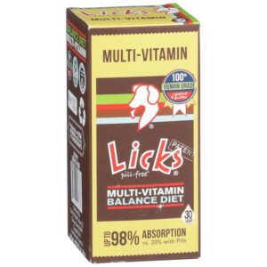 licks pill free dog multivitamin - dog supplement with vitamin c, d, and calcium - multivitamin pet supplies - gel packets - 30 use