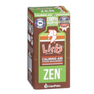 licks pill free zen dog calming - calming aid supplements for aggressive behavior and nervousness - calming dog treats for stress relief & dog health - gel packets - braised beef flavor, 15 use