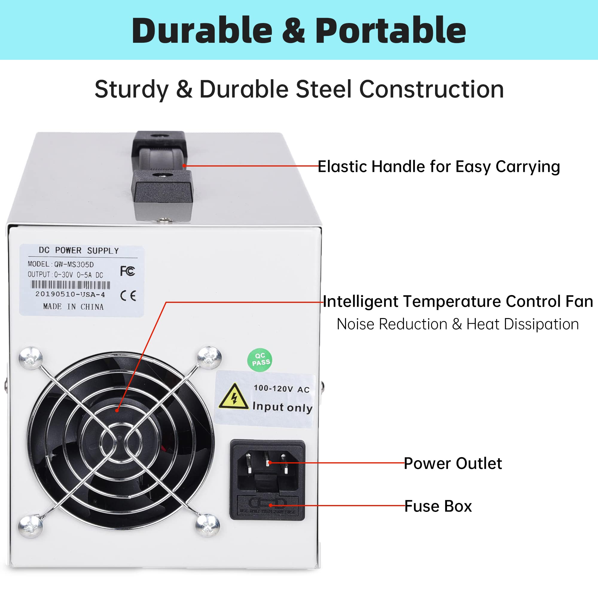 Yescom DC Power Supply Variable 30V 10A Adjustable High Precision Digital w/Power Cord 110V AC