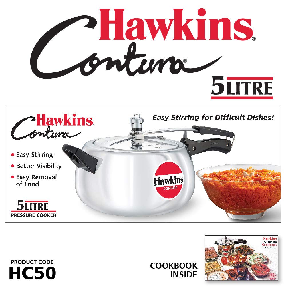 Hawkins HC50 Contura 5-Liter Pressure Cooker, Small, Aluminum