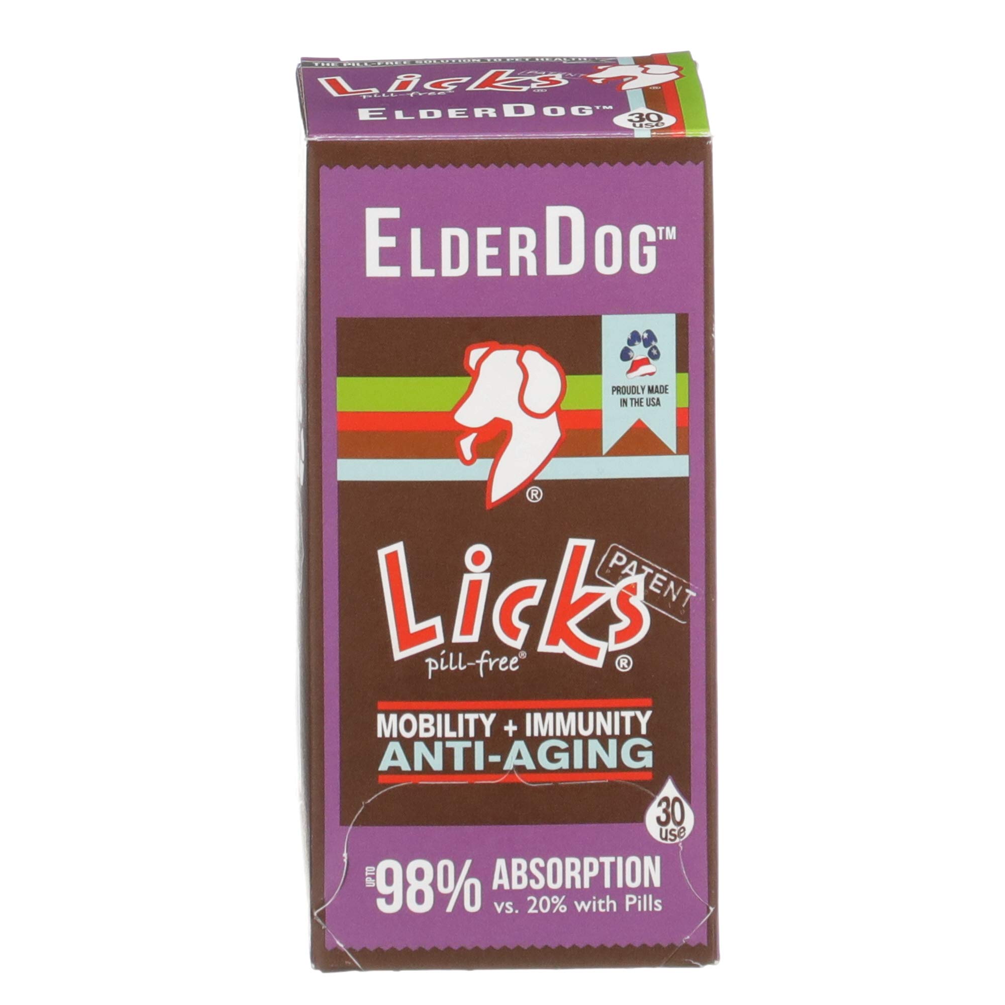 Licks Pill Free ElderDog - Older Dog Vitamins and Supplements - Joint & Immune Support Supplements for Dogs - Dog Coat & Digestion Supplement for Senior Dogs - Gel Packets - Roasted Chicken, 30 Use