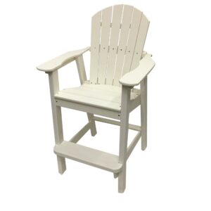 Phat Tommy Tall Adirondack Chair - HDPE Outdoor Furniture - Poly Adirondack Bar Stool - Heavy, Stress Free Furniture for Balcony, Deck, Patio, Front Porch, White