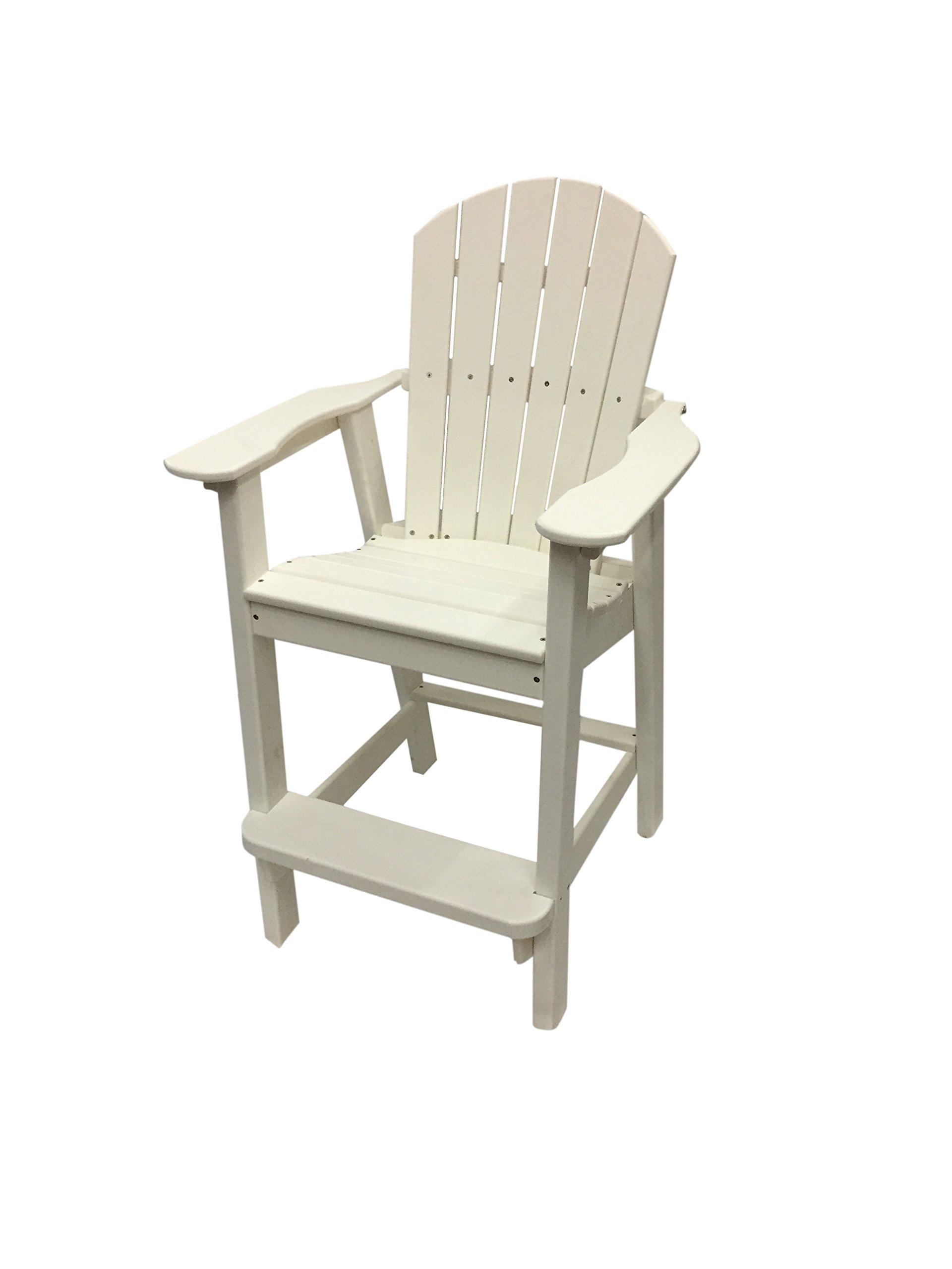 Phat Tommy Tall Adirondack Chair - HDPE Outdoor Furniture - Poly Adirondack Bar Stool - Heavy, Stress Free Furniture for Balcony, Deck, Patio, Front Porch, White