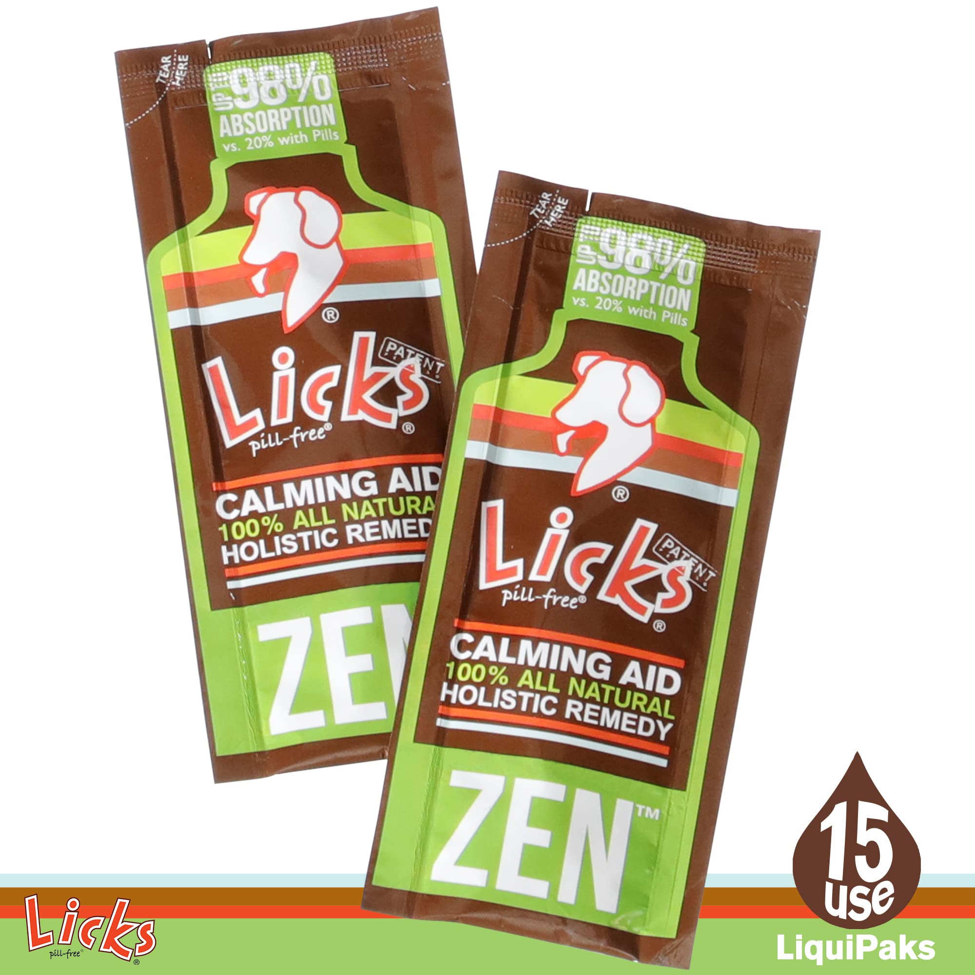 Licks Pill Free Zen Dog Calming - Calming Aid Supplements for Aggressive Behavior and Nervousness - Calming Dog Treats for Stress Relief & Dog Health - Gel Packets - Braised Beef Flavor, 5 Use