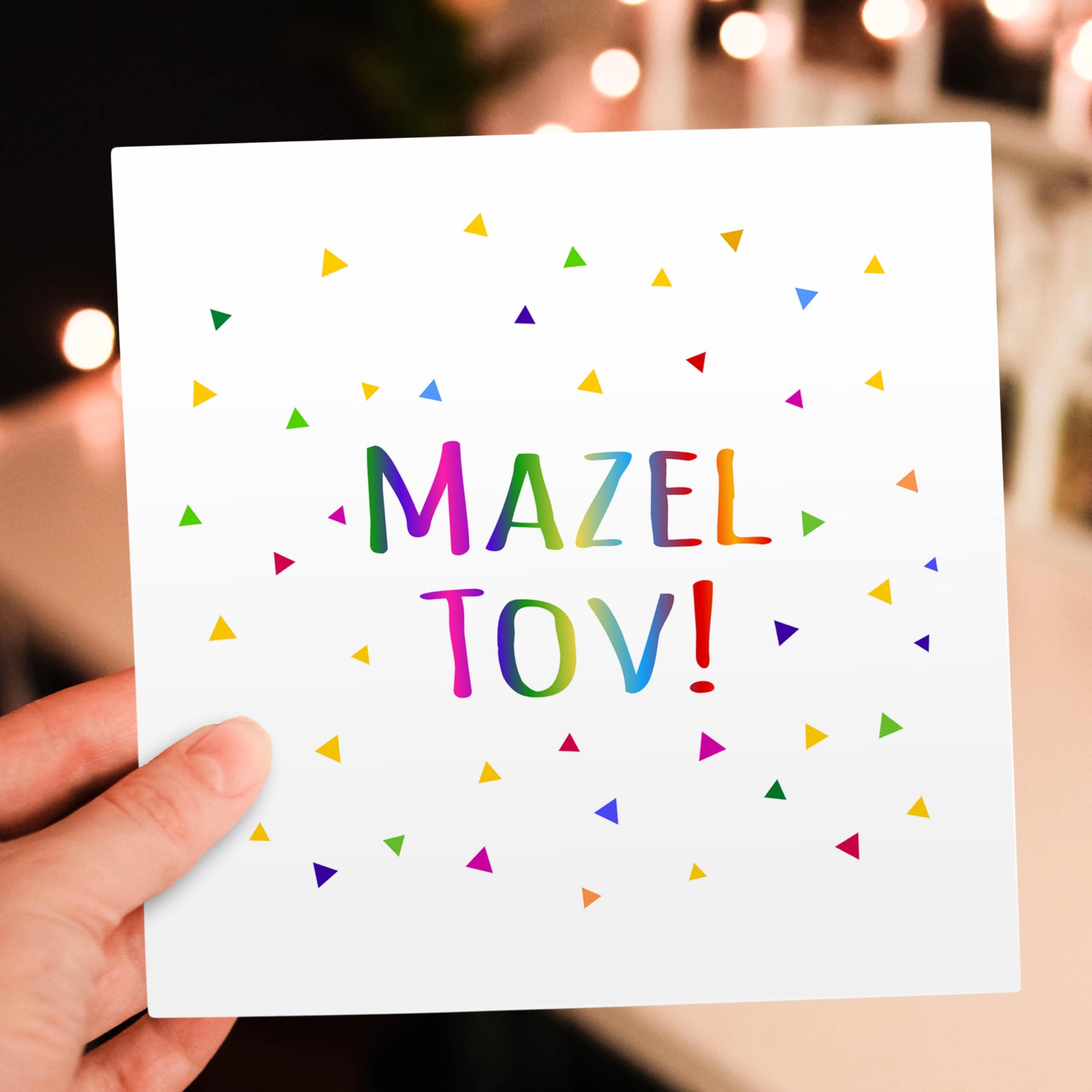 3dRose Greeting Cards - Mazel Tov - Congratulations or happy birthday colorful rainbow text - 12 Pack - Judaica